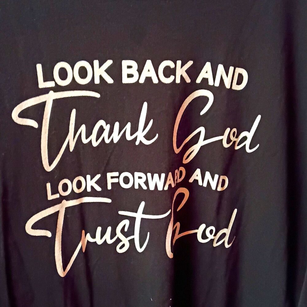 Gildan Black Graphic T-Shirt Religious Quote Crew Neck Cotton Jersey 5XLT
